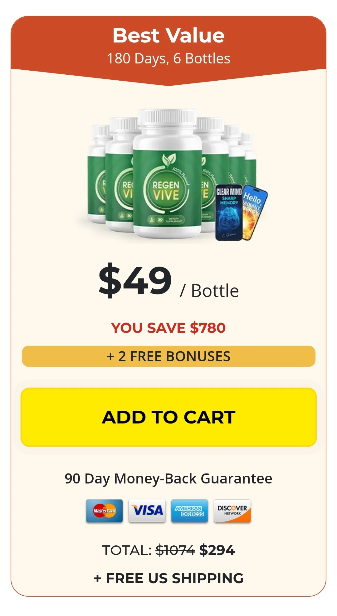 RegenVive™ 6 bottles pricing